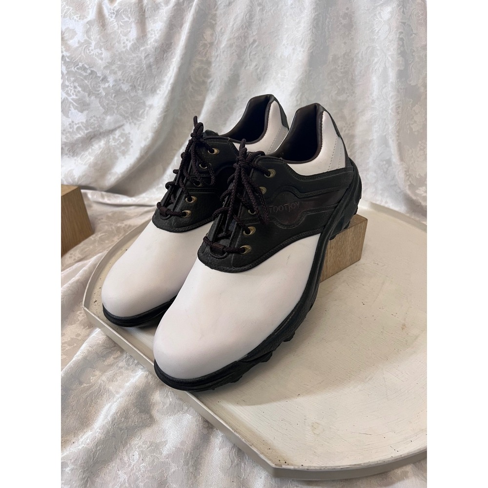 FootJoy GreenJoys Mens 11 M White Brown Saddle Golf Shoes 55877 Softspikes